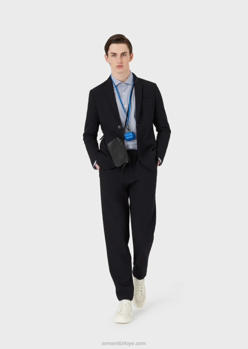 erkekler Armani mikro desenli pamuklu gömlek çizgili T8HD1068