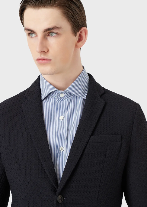 erkekler Armani mikro desenli pamuklu gömlek çizgili T8HD1068