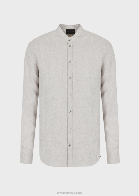 erkekler Armani modern kesim, keten şal, guru yakalı gömlekT8HD1140