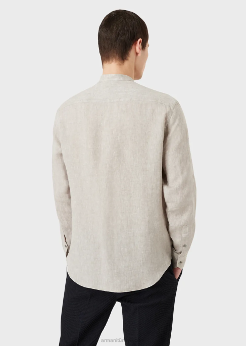 erkekler Armani modern kesim, keten şal, guru yakalı gömlekT8HD1140