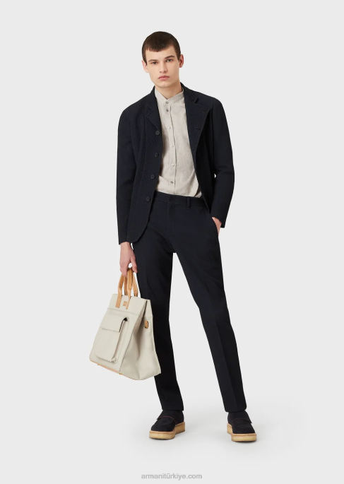 erkekler Armani modern kesim, keten şal, guru yakalı gömlekT8HD1140