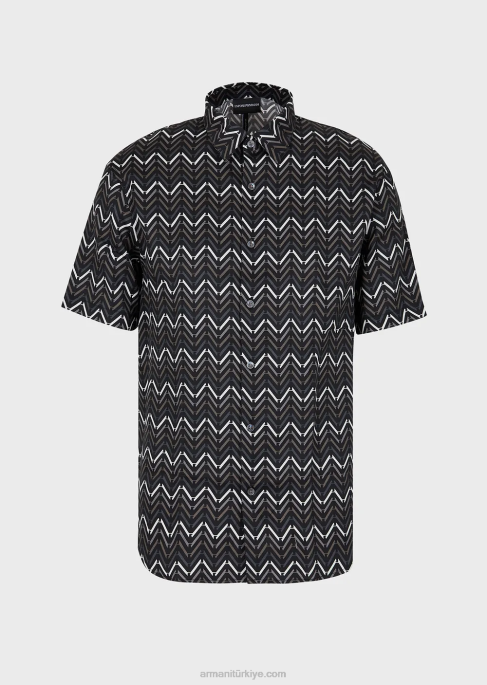 erkekler Armani tüm yüzeyi desenli liyosel kısa kollu gömlek model T8HD1062