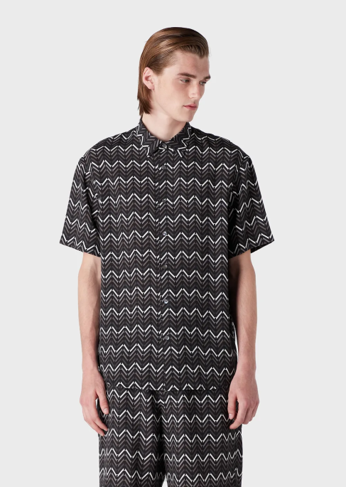 erkekler Armani tüm yüzeyi desenli liyosel kısa kollu gömlek model T8HD1062