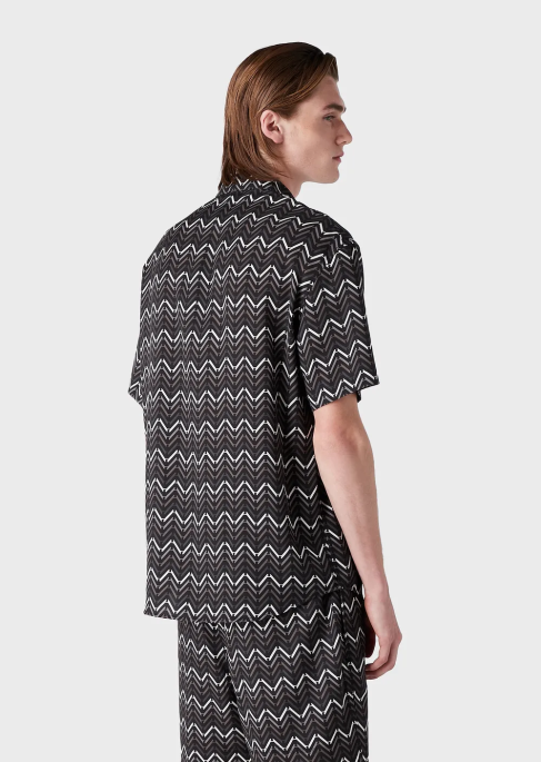 erkekler Armani tüm yüzeyi desenli liyosel kısa kollu gömlek model T8HD1062