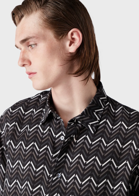 erkekler Armani tüm yüzeyi desenli liyosel kısa kollu gömlek model T8HD1062