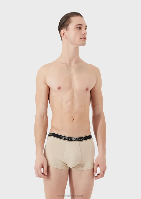 erkekler Armani 3'lü boxer külot paketi, bel kısmı logolu siyah T8HD1759