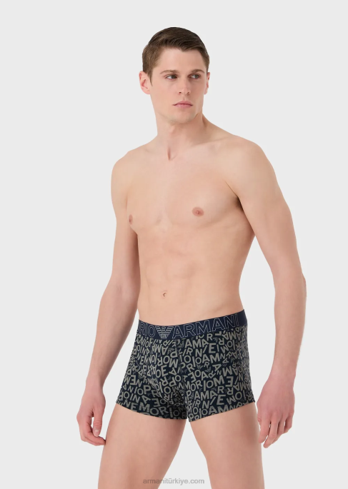 erkekler Armani Tamamı kalın logolu boxer külot mavi T8HD1783