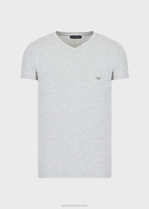 erkekler Armani basic v yaka iç çamaşırı t-shirt açık gri T8HD1823