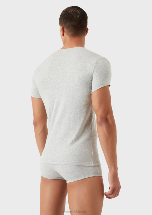 erkekler Armani basic v yaka iç çamaşırı t-shirt açık gri T8HD1823