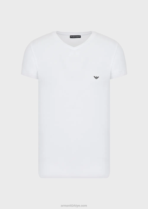 erkekler Armani basic v yaka iç çamaşırı t-shirt beyaz T8HD1824