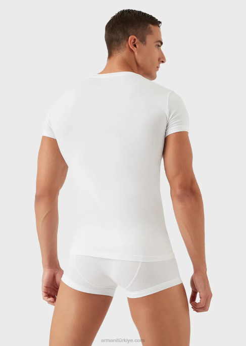 erkekler Armani basic v yaka iç çamaşırı t-shirt beyaz T8HD1824