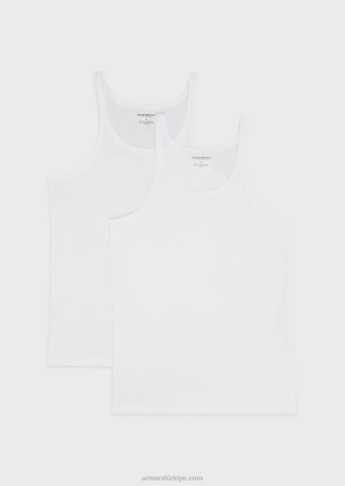 erkekler Armani iki paket saf pamuklu yelek beyaz T8HD1821