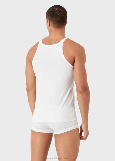 erkekler Armani iki paket saf pamuklu yelek beyaz T8HD1821