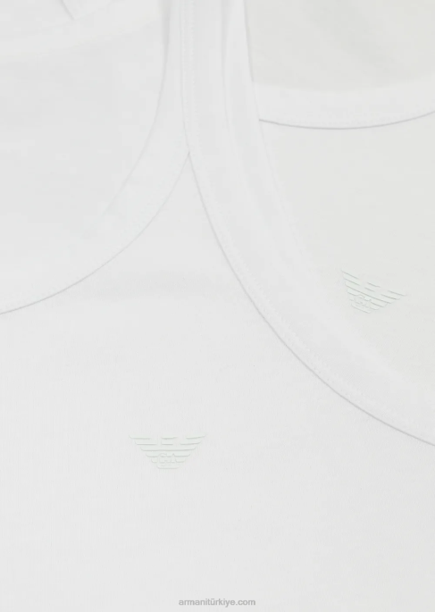 erkekler Armani iki paket saf pamuklu yelek beyaz T8HD1821