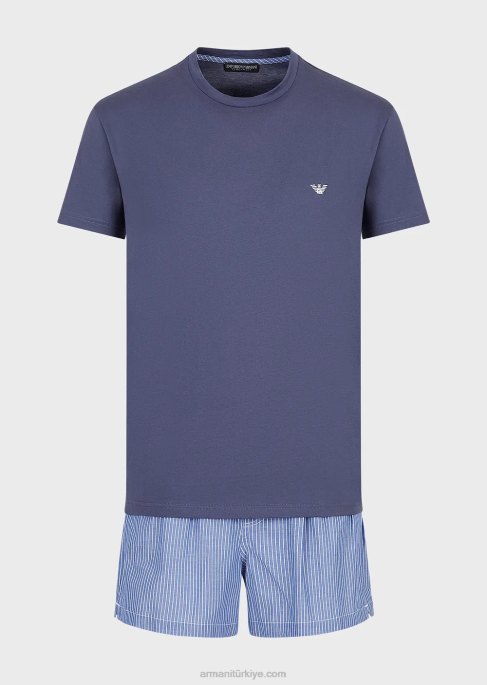 erkekler Armani jakar desenli boxer pijama uçak T8HD1806