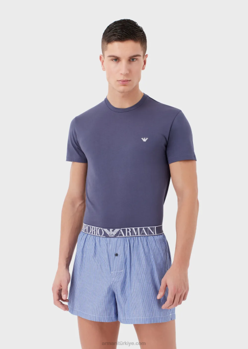 erkekler Armani jakar desenli boxer pijama uçak T8HD1806