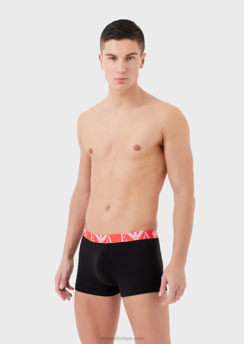 erkekler Armani kalın monogram logolu kemerli üçlü boxer külot paketi mavi T8HD1766