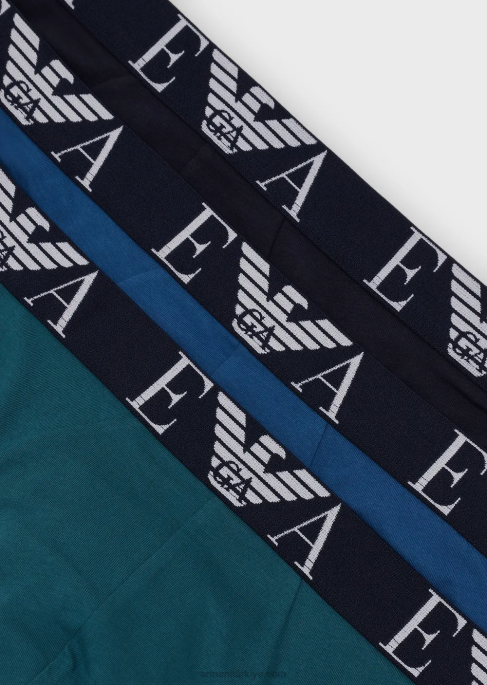 erkekler Armani kalın monogram logolu kemerli üçlü külot paketi mavi T8HD1785