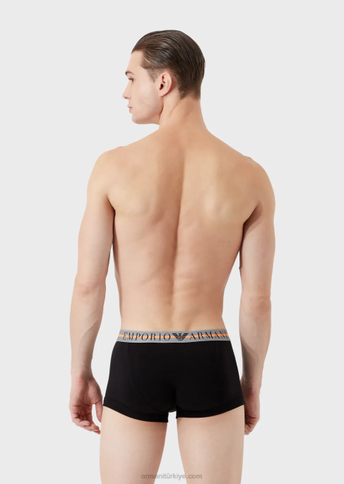 erkekler Armani üçlü organik pamuklu boxer külot paketi, karışık belli siyah T8HD1760
