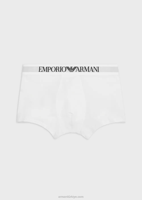 erkekler Armani logolu belli basic boxer külot beyaz T8HD1776