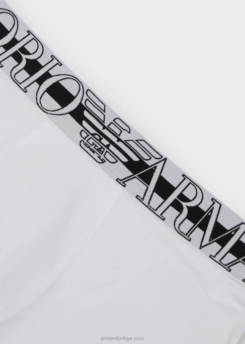 erkekler Armani organik pamuklu megalogolu boxer külot beyaz T8HD1771