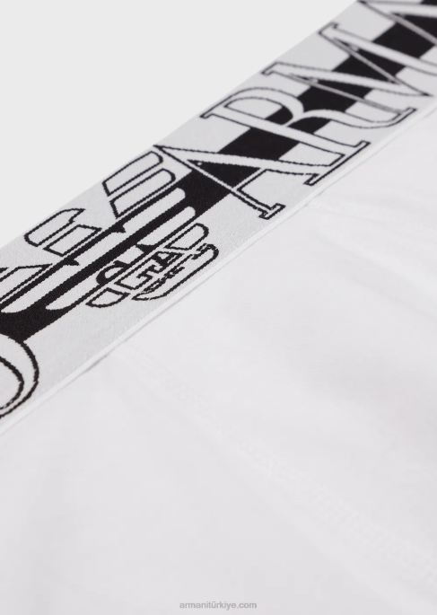 erkekler Armani organik pamuklu megalogolu boxer külot beyaz T8HD1774