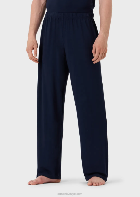 erkekler Armani viskon günlük pantolon lacivert T8HD1809