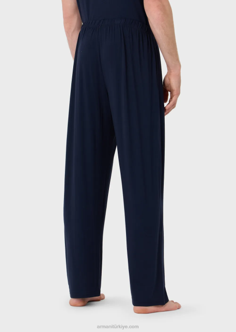 erkekler Armani viskon günlük pantolon lacivert T8HD1809