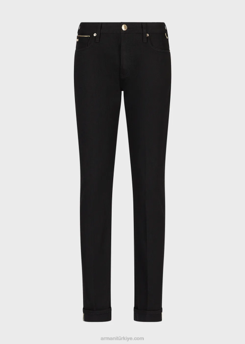 erkekler Armani altın detaylı j75 dar kesim jean pantolon siyah T8HD1168