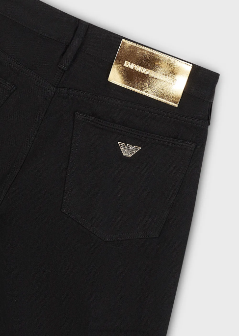 erkekler Armani altın detaylı j75 dar kesim jean pantolon siyah T8HD1168