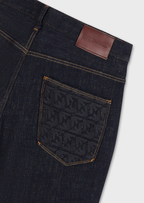 erkekler Armani cebi işlemeli j06 dar kesim koyu mavi kot pantolon mavi T8HD1153