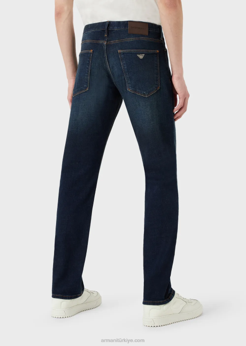 erkekler Armani j06 dar kesim, basic kot pantolon mavi T8HD1154