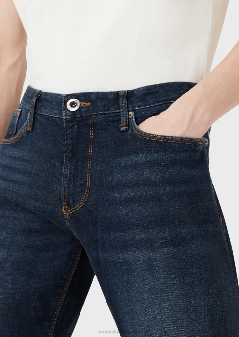 erkekler Armani j06 dar kesim, basic kot pantolon mavi T8HD1154