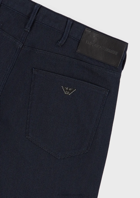 erkekler Armani j06 dar kesim, ipliği boyalı, pamuk karışımlı pantolon mavi T8HD1189