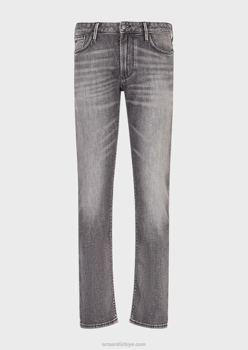 erkekler Armani j06 dar kesim organik kot pantolon gri T8HD1160