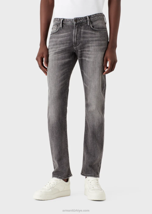 erkekler Armani j06 dar kesim organik kot pantolon gri T8HD1160