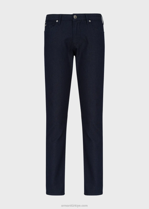 erkekler Armani j06 dar kesim, pamuk karışımlı, armure pantolon lacivert T8HD1190