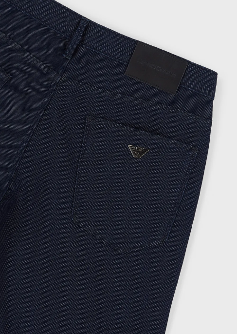 erkekler Armani j06 dar kesim, pamuk karışımlı, armure pantolon lacivert T8HD1190