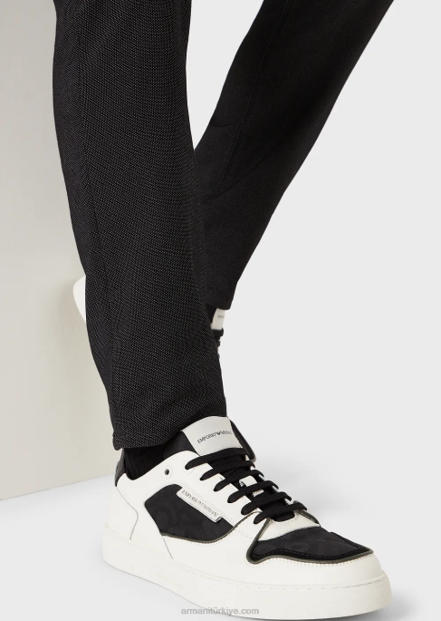 erkekler Armani j06 dar kesim, pamuk karışımlı, armure pantolon siyah T8HD1191