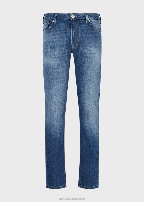 erkekler Armani j06 dar kesim rahat kot pantolon açık mavi T8HD1156