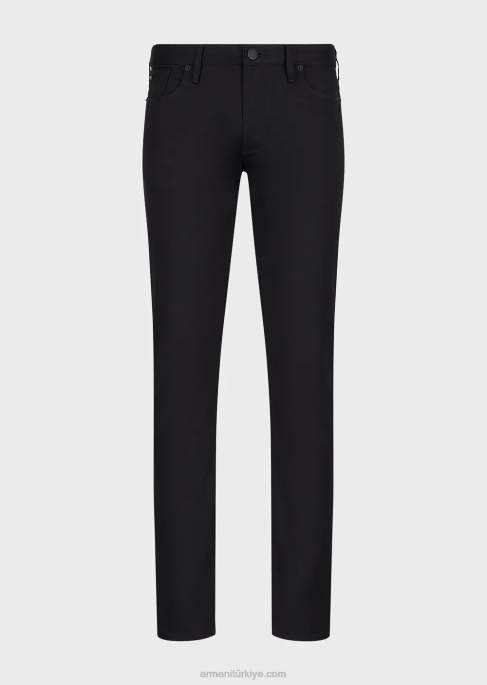 erkekler Armani j06 dar kesim streç fitilli kot pantolon siyah T8HD1192
