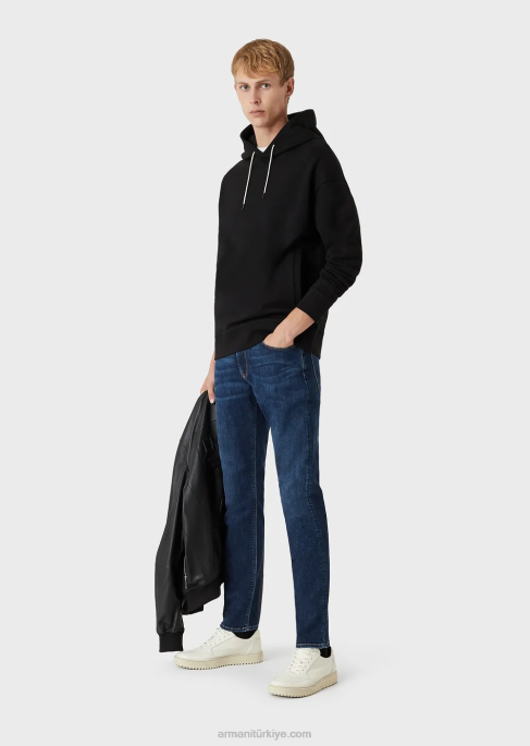 erkekler Armani j06 dar kesim, yıkanmış, fitilli rahat kot pantolon kot T8HD1179