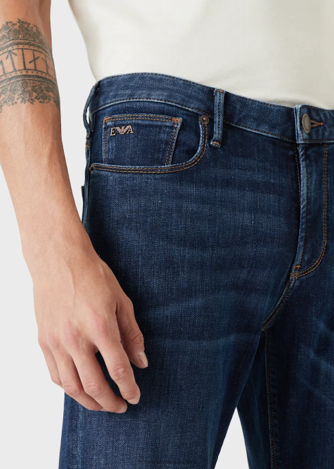 erkekler Armani j06 dar kesim, yıkanmış, fitilli rahat kot pantolon kot T8HD1179