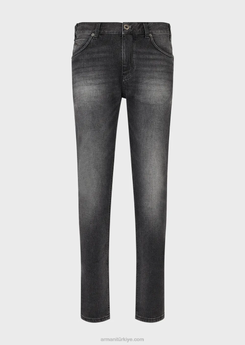 erkekler Armani j16 dar kesim, taşlanmış, vintage görünümlü, kot pantolon gri T8HD1174