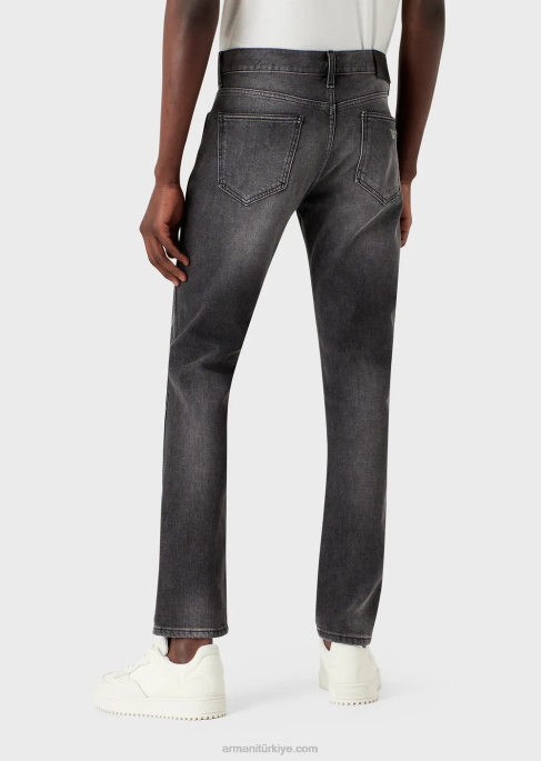 erkekler Armani j16 dar kesim, taşlanmış, vintage görünümlü, kot pantolon gri T8HD1174