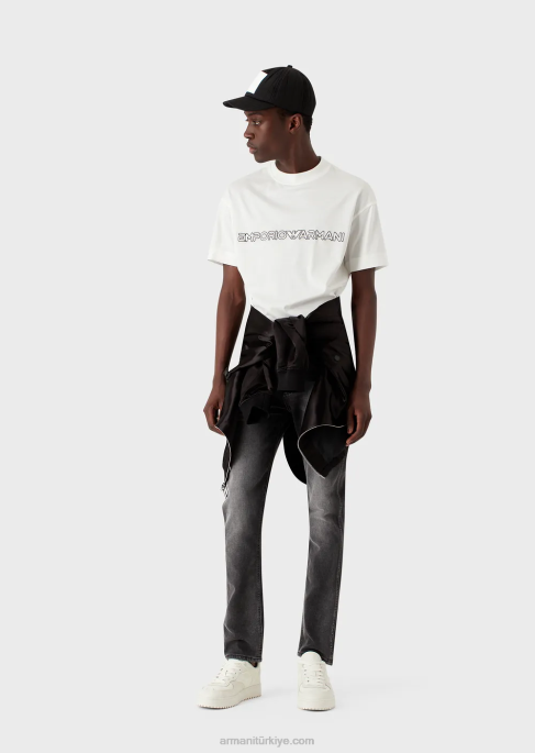erkekler Armani j16 dar kesim, taşlanmış, vintage görünümlü, kot pantolon gri T8HD1174