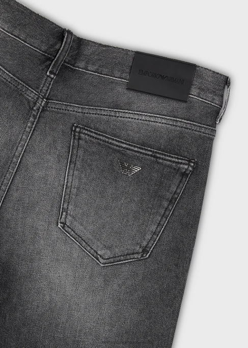 erkekler Armani j16 dar kesim, taşlanmış, vintage görünümlü, kot pantolon gri T8HD1174