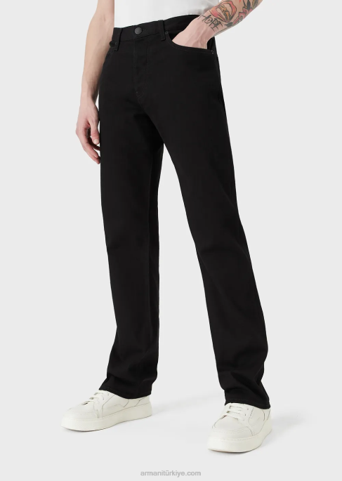 erkekler Armani j21 normal kesim, rahat denim dimi kot pantolon siyah T8HD1212
