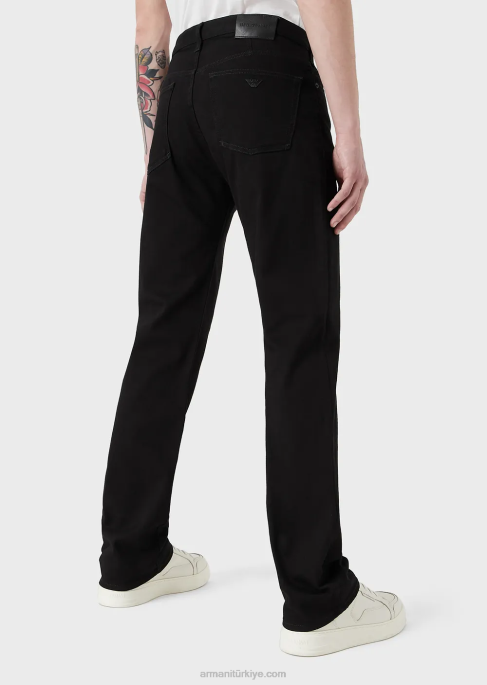 erkekler Armani j21 normal kesim, rahat denim dimi kot pantolon siyah T8HD1212