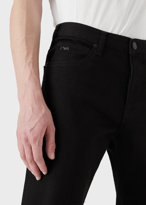 erkekler Armani j21 normal kesim, rahat denim dimi kot pantolon siyah T8HD1212
